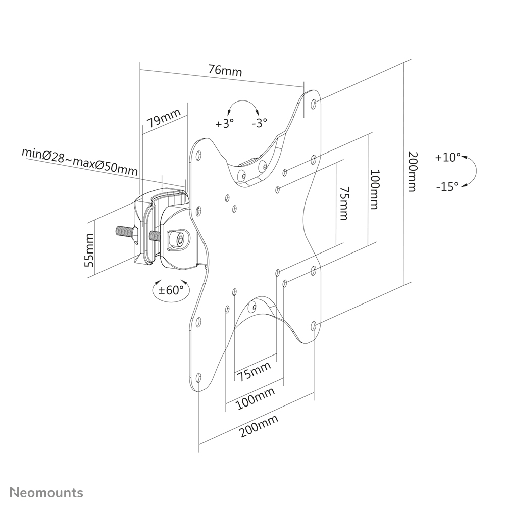 Neomounts FL40-430BL12 TV-paalsteun 23-42" - diam. 28-50 mm